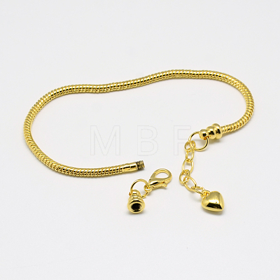 Brass European Style Bracelet Making X-MAK-R011-04G-1