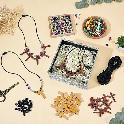 DIY Cross Pendant Necklace Kits DIY-OC0016-08-1