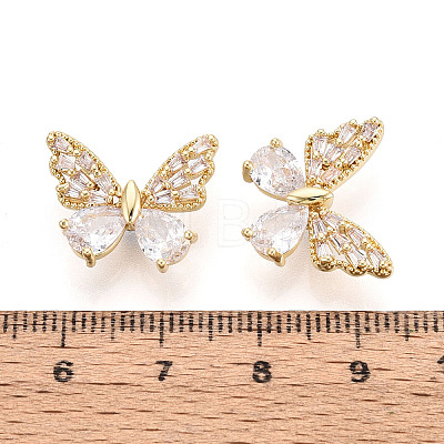 Brass Micro Pave Cubic Zirconia Beads KK-N276-09G-1