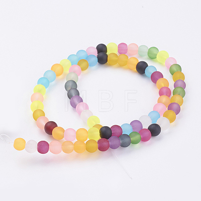 Frosted Glass Beads Strands FGLA-MSMC001-04-1