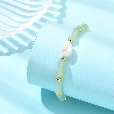 Bamboo Natural Green Aventurine Beaded Stretch Bracelets for Women BJEW-JB13702-1