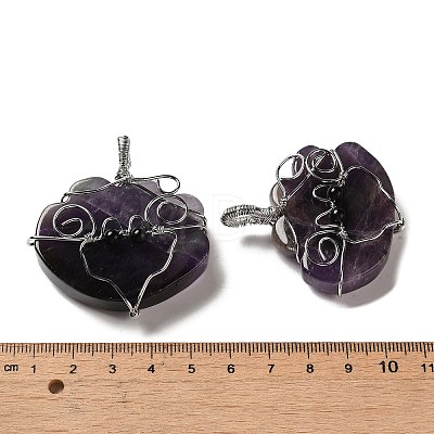 Natural Amethyst Copper Wire Wrapped Pendants G-K338-06P-03-1