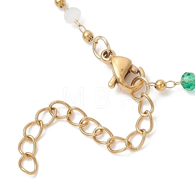 Glass Beaded Link Chain Bracelets for Women BJEW-JB12977-1