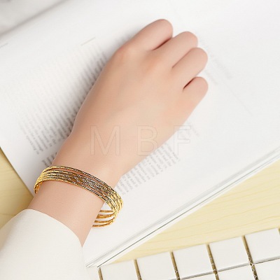 SHEGRACE Classic 24K Golden Plated Rolling Buddhist Bangles with Diagonal Pattern JB165A-1