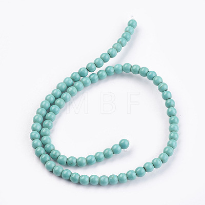 1 Strand Dyed Light Sea Green Round Synthetic Turquoise Beads Strands X-TURQ-G106-6mm-02D-1
