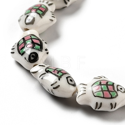 Handmade Printed Porcelain Beads PORC-F005-03A-1