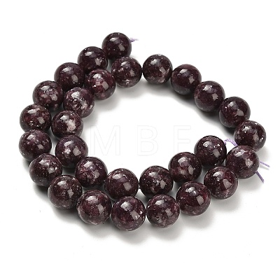 Natural Lepidolite/Purple Mica Stone Beads Strands G-H335-B03-14mm-A-1