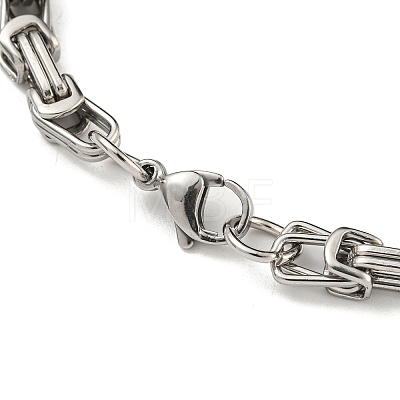 Two Tone 304 Stainless Steel Rectangle & Byzantine Chain Bracelet BJEW-B078-40BP-1