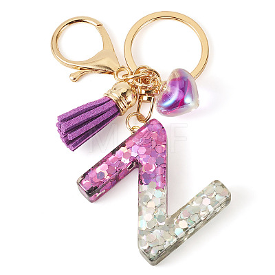 Alloy Resin Heart Keychains KEYC-TADJ0002-01G-Z-1