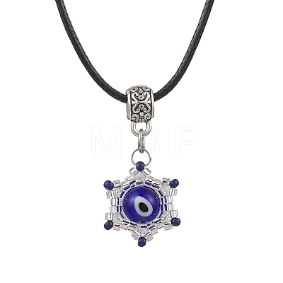 Evil Eye Handmade Lampwork & Glass Sead Beaded Pendant Necklaces NJEW-MZ00092-04-1