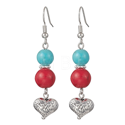 Synthetic Turquoise & Alloy Dangle Earrings EJEW-JE06929-1