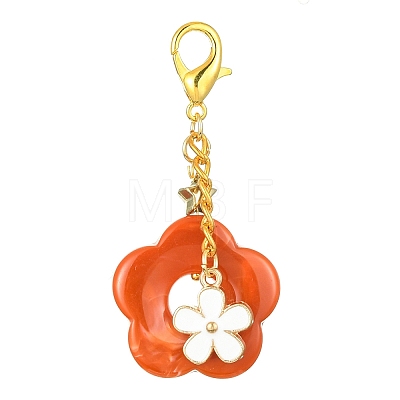 Acrylic Flower Pendants Decorations HJEW-JM01314-04-1