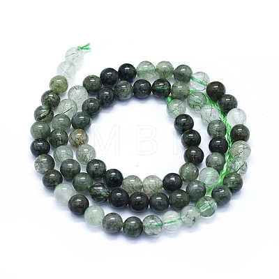 Natural Green Rutilated Quartz Beads Strands G-E561-14-6mm-1