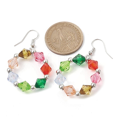Colorful Acrylic Beaded Ring Dangle Earrings EJEW-JE05631-02-1