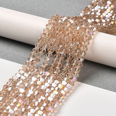 Transparent Electroplate Glass Beads Strands GLAA-F029-3mm-A12-1