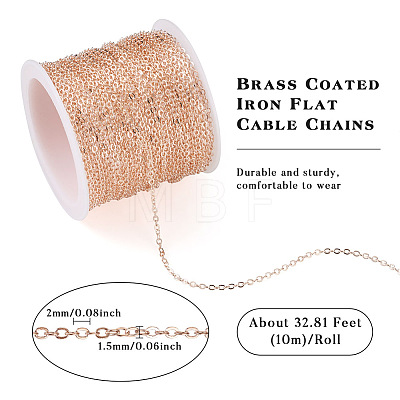 Brass Coated Iron Flat Cable Chains CH-TAC0007-01RG-1