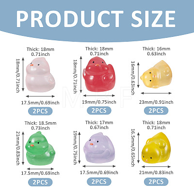 12Pcs 6 Styles Luminous Resin Chick Diaplay Decoration RESI-TAD0001-04-1
