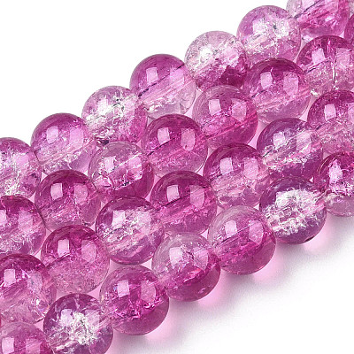 Transparent Crackle Baking Painted Glass Beads Strands DGLA-T003-01A-09-1