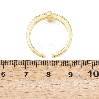 Brass Micro Pave Cubic Zirconia Cuff Rings KK-H093-19G-1
