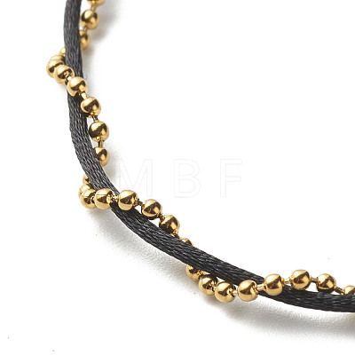 Nylon Cord & 304 Stainless Steel Ball Chain Bracelet for Couples BJEW-JB06801-01-1
