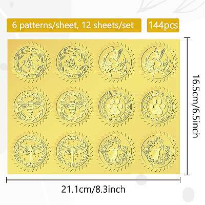 6 Patterns Aluminium-foil Paper Adhesive Embossed Stickers DIY-WH0451-004-1