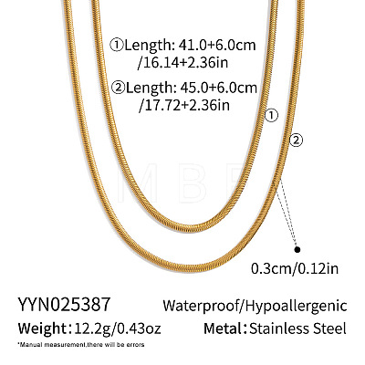 Minimalist Double Layer 304 Stainless Steel Snake Chain 18K Gold Plated Jewelry LG4254-1