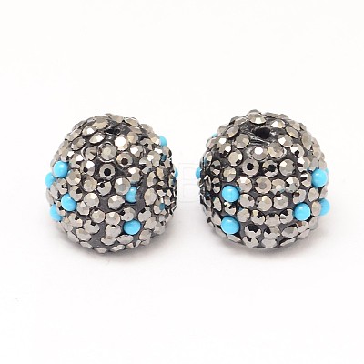 Platinum Plated Brass Polymer Clay Rhinestone Cord Ends RB-L025-25-1