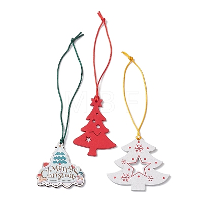 Christmas Wood Christmas Tree Pendant Decorations HJEW-JM02166-1