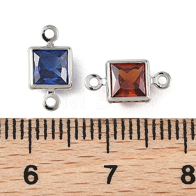 SHEGRACE Brass Pave Cubic Zirconia Square Connector Charms XGRQ2O044-440P-1