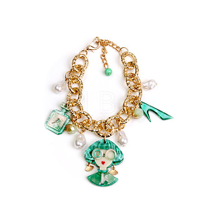 Acrylic Lady Perfume Bottle High Heel and Imitation Pearl Bracelets FS-WGDF0C3-11-1