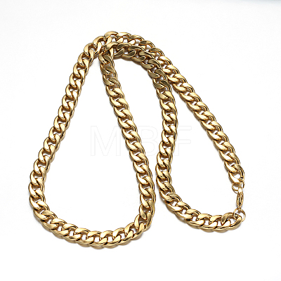 304 Stainless Steel Cuban Link Chain Necklaces and Bracelets Jewelry Sets SJEW-O065-A-04G-1