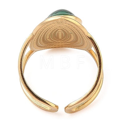 Oval Natural Malachite Finger Rings RJEW-Z057-14G-02-1