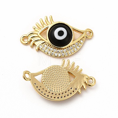Rack Plating Real 18K Gold Plated Brass Micro Pave Clear Cubic Zirconia Connector Charms ZIRC-L102-08G-05-1