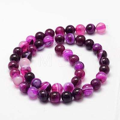 Natural Striped Agate/Banded Agate Bead Strands G-K155-A-10mm-02-1