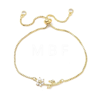 Adjustable Brass Micro Pave Clear Cubic Zirconia Box Chain Slider Bracelets BJEW-C156-09G-03-1