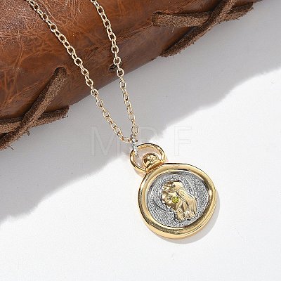 Brass Twelve Constellations Tarot Pendant Necklaces NJEW-Q006-01H-G-1