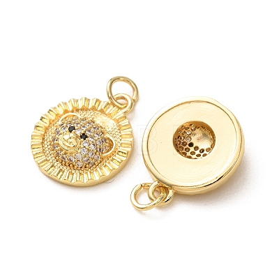 Brass Micro Pave Black Cubic Zirconia Pendants CU-E003-18G-28-1