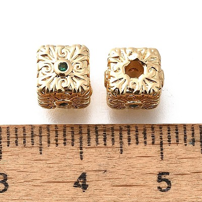 Brass Micro Pave Cubic Zirconia Beads KK-M318-28G-1