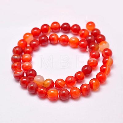 Natural Striped Agate/Banded Agate Bead Strands G-G962-8mm-14-1