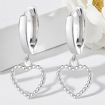 S925 Sterling Silver Hollow Heart Hoop Earrings FJ4331-2-1