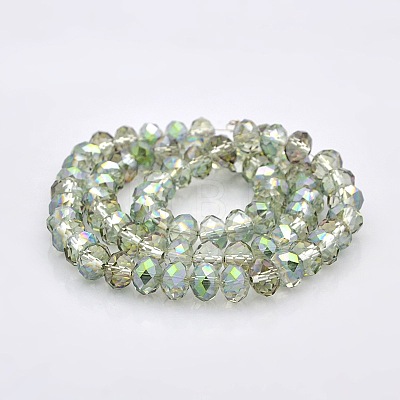 Half Rainbow Plated Faceted Rondelle Glass Beads Strands GLAA-A024E-HR01-1
