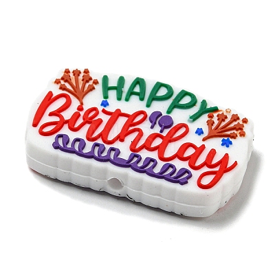 Happy Birthday Food Grade Eco-Friendly Silicone Focal Beads SIL-H006-01A-1