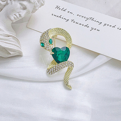 Snake Aolly Rhinestone Brooches JEWB-V008-01LG-03-1