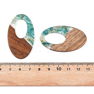 Transparent Resin and Walnut Wood Pendants RESI-T057-02I-1