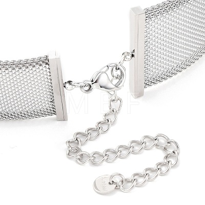 304 Stainless Steel Mesh Chain Choker Necklaces for Women NJEW-U012-03P-03-1