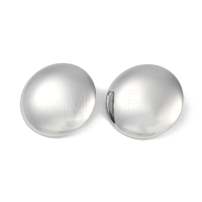 304 Stainless Steel Half Round Stud Earrings EJEW-Z075-01P-1