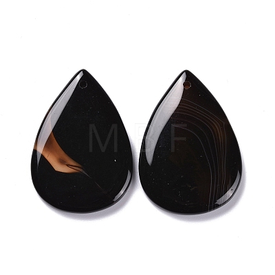 Natural Black Agate Pendants G-M379-02-1