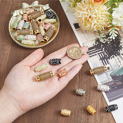 44Pcs Plastic & Resin Dreadlocks Braiding Beads OHAR-SC0001-21-1