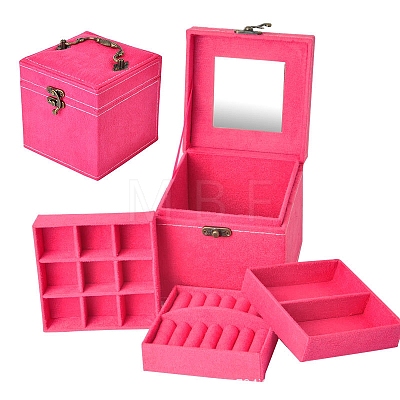 3 Layer Hand-Held Flocking Jewelry Storage Boxes PW-WG9D8B1-03-1