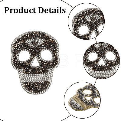 8Pcs 4 Styles Skull Hotfix Rhinestone (Hot Melt Adhesive On The Back) DIY-GF0014-21-1